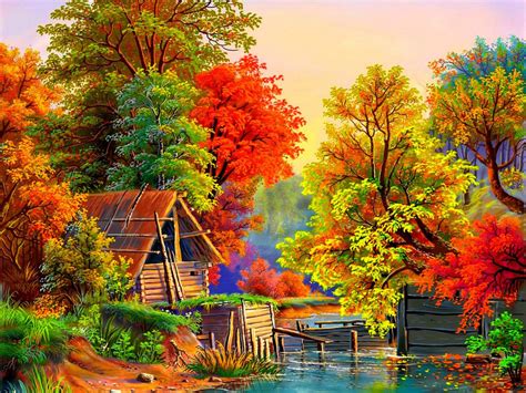 Solve Colorful Autum Art Jigsaw Puzzle Online With 63 Pieces