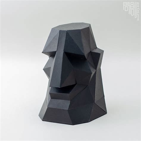 Lol Moai Papercraft Diy Low Poly Sculpture Pdf Etsy