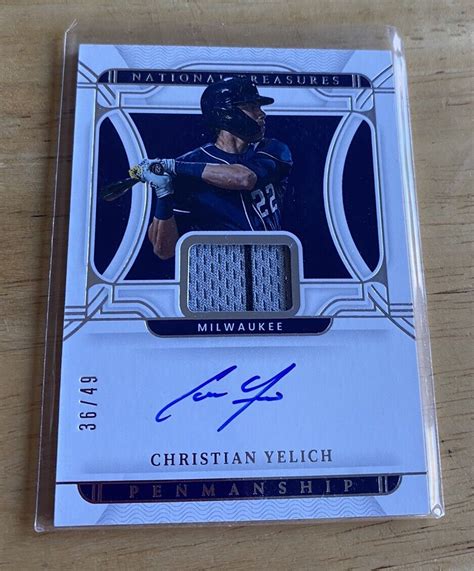 2022 National Treasures Christian Yelich Autograph Relic Card 49