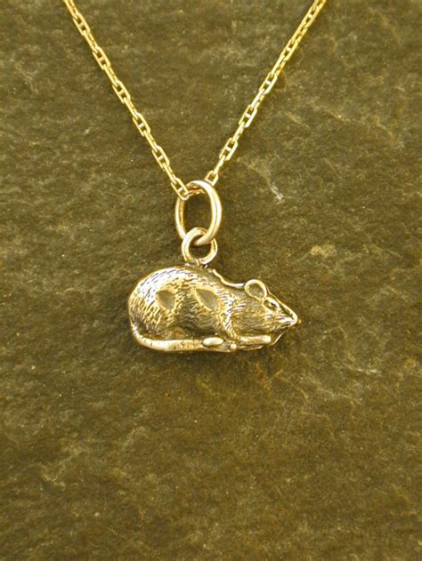 14k Gold Rat Pendant On A 14k Gold Chain Etsy