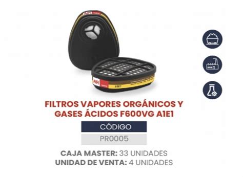 Filtro Vapores Orgánicos Y Gases Ácidos F600VG A1E1 Bruseb