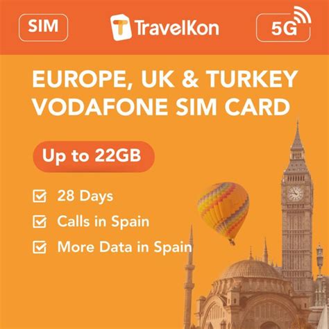 Europe UK Turkey SIM Card Vodafone TravelKon