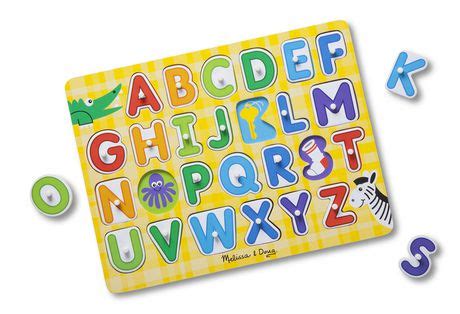 Melissa Doug Wooden Lift See ABCs Letters Peg Puzzle 26 Pcs