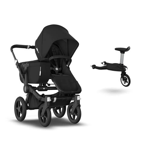 Bugaboo Donkey 3 Mono and Wheeled board Black sun canopy, black fabrics ...