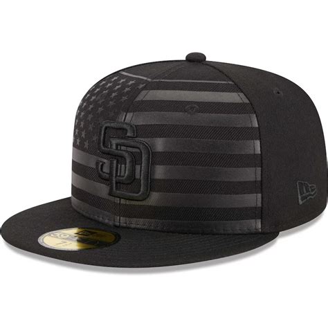 New Era San Diego Padres All Black American Flag 2023 59FIFTY Fitted H