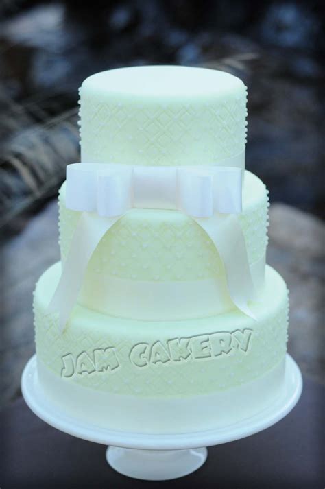 Fondant Covered Wedding Cake - J.A.M. Cakery