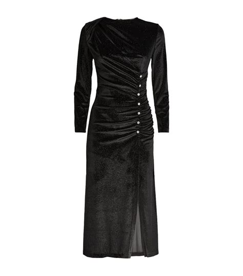 Womens Sandro Black Embellished Velvet Midi Dress Harrods Uk