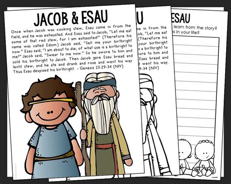 JACOB and ESAU Bible Story Coloring Page Activity Sunday - Etsy Canada