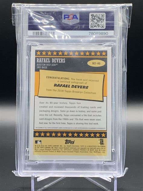 Rafael Devers 2018 Topps Brooklyn Collection RC Auto 09 25 PSA 9 Red