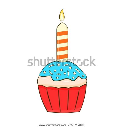 Cupcake Candle Cartoon Vector Illustration Isolated Stock Vector ...