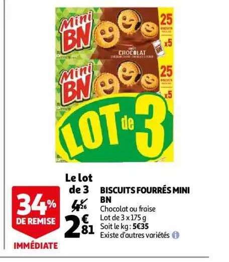 Offre Biscuits Fourrés Mini Bn chez Auchan