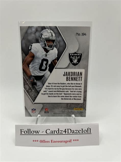 2023 Panini Phoenix JAKORIAN BENNETT Raiders RC ROOKIE CARD 194 Color