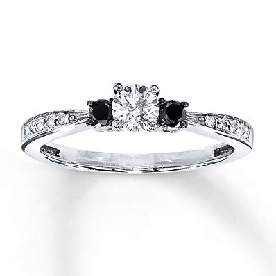 Kay Jewelers 3/8 ct tw Engagement Ring with Black Diamond Sidestones in ...