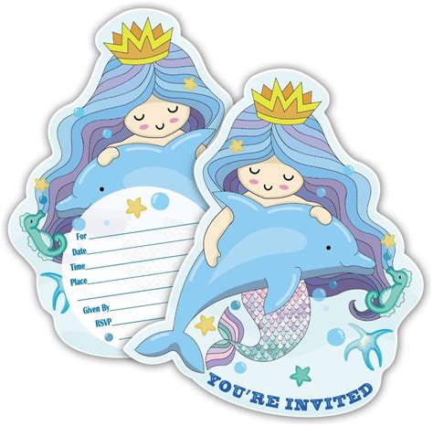 Amazon Haizct Mermaid Greeting Card Pack Birthday Party