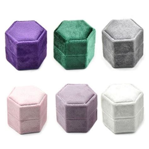 Hexagon Velvet Double Slots Heirlooms Box Engagement Box Holder EBay