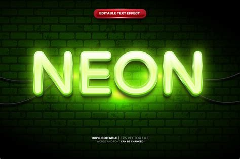Premium Vector | Super Green Neon Glow 3D Editable Text Effect 