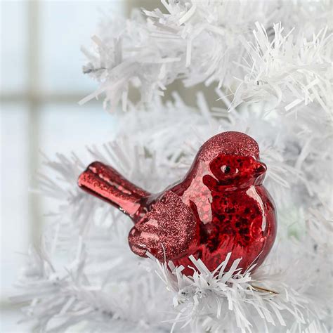 Red Mercury Glass Cardinal Ornament Birds And Butterflies Basic Craft