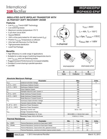 Infineon Irgp D Igbt Discrete Data Sheet Manualzz