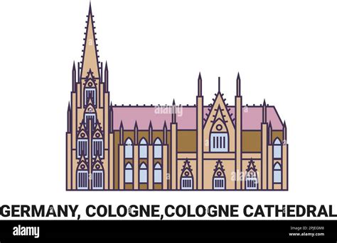 Germany Cologne Cologne Cathedral Travel Landmark Vector Illustration