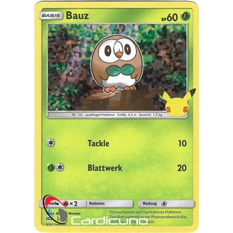 Bauz 7 25 Holo 25 Jahre Pokémon Promo Deutsch Sammelkarte Cardicuno 4 95