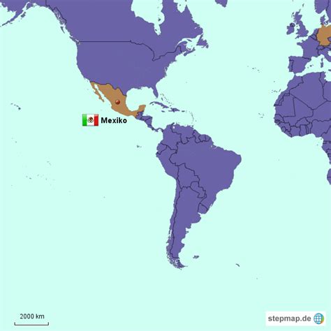 StepMap Mexiko in Welt Landkarte für Deutschland