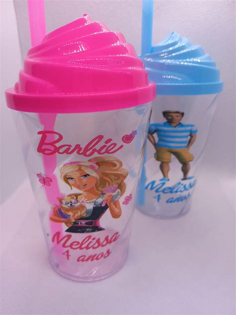 Copos Personalizados Ml Tema Barbie Ken Princesas Elo