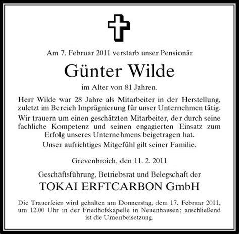 Alle Traueranzeigen F R G Nter Wilde Trauer Rp Online De