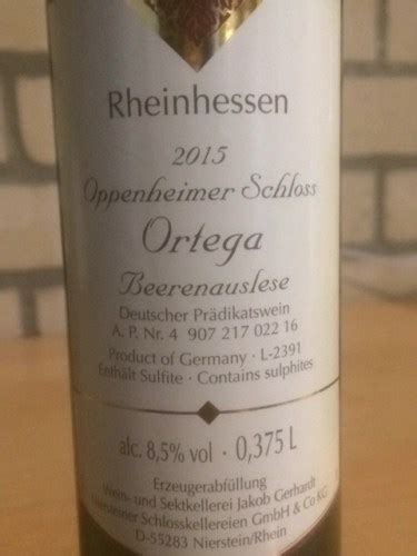 2015 Jakob Gerhardt Oppenheimer Schloss Ortega Beerenauslese Vivino US