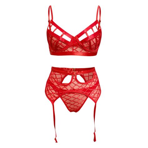 Lingerie For Women Naughty Bra Set Lingerie Set Lace Red L