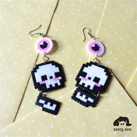 Pastel Hell Skull Eyeball Perler Beads Earrings By Zestyden On Deviantart