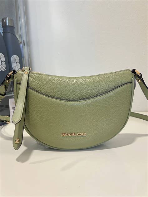 Michael Kors Dover Small Half Moon Crossbody In Light Sage