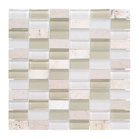 Jeffrey Court Cottage Ridge 12 in. x 12 in. Glass Travertine Mosaic ...