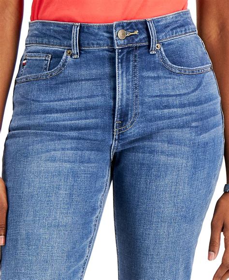 Tommy Hilfiger Womens Tribeca Th Flex Contrast Hem Straight Leg Jeans