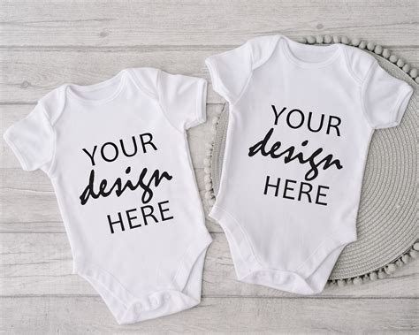 14 Baby Bodysuit Mockups Twin Mockups Onesie Mock Up Babygrow Etsy