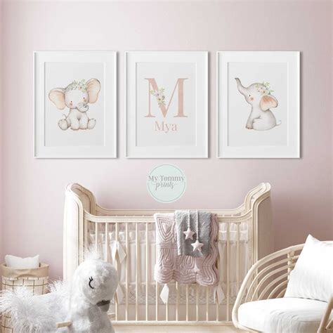 Elephant Nursery Decor Prints, Toddler Room Decor Girls Bedroom Prints ...