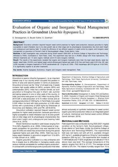 Pdf Evaluation Of Organic And Inorganic Weed Managmenet Practices In