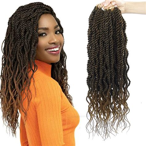 Buy 18inch Wavy Senegalese Twist Crochet Hair Braids Curly Goddess