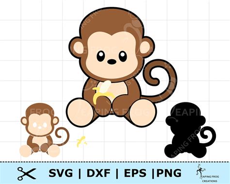 Cute Baby Monkey Svg Whole Image Or Cut Layered Files Monkey Etsy