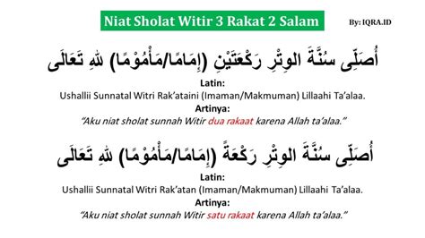 Doa Sholat Witir Arab Latin Terjemahannya Terlengkap