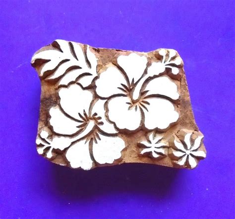 Hibiscus Flower Hand Carved Wood Stamp Clay Pottery Fabric Etsy