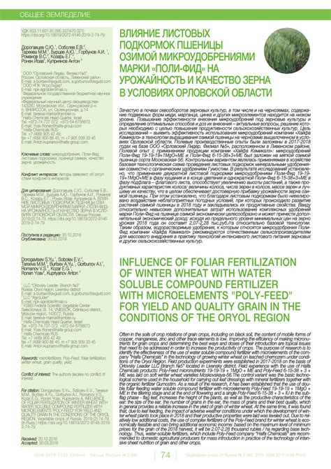 Pdf Influence Of Foliar Fertilization Of Winter Wheat With Water