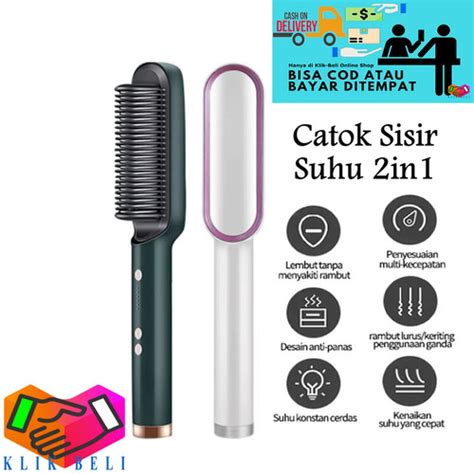 Jual Sisir Catokan Pelurus Rambut Dan Keriting 2in1 Catok Suhu