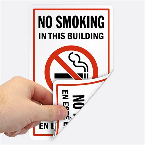 2 Sided Bilingual No Smoking in This Building Glass Decal Signs, SKU