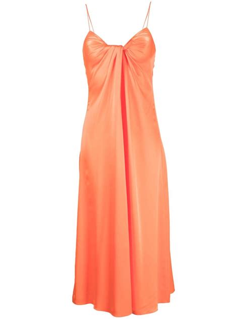 Buy Rosetta Getty Twist Detail Midi Dress Orange At Off