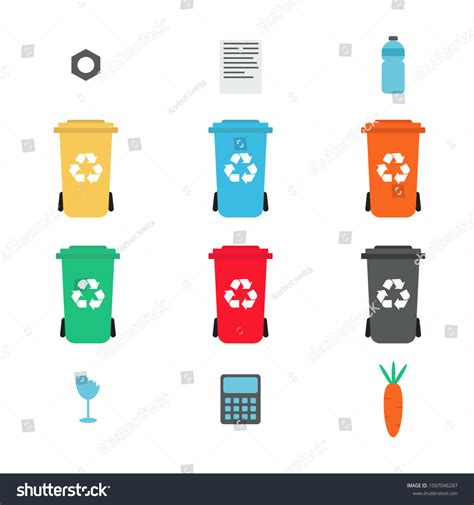 Six Different Types Waste Containers Trash Stock Vector (Royalty Free ...