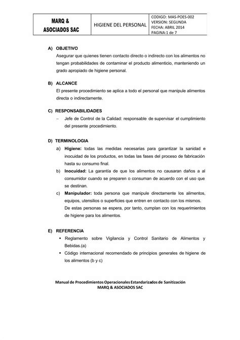 Pdf Poes Higiene Del Personal Dokumen Tips