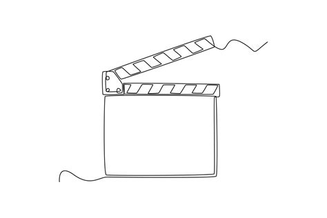 Continuous One Line Drawing Clapper Board Video Shooting Tools Concept