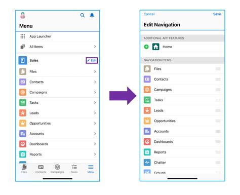 How To Customize The Salesforce Mobile App Navigation Bar And Menu Go