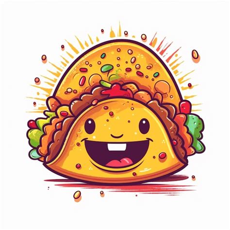 Premium Photo Cartoon Taco With A Happy Face And A Lot Of Toppings