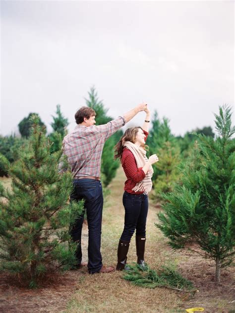 Romantic Christmas Tree Farm Engagement Session